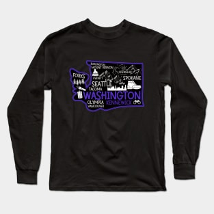 Washington Kennewick cute map Tacoma Forks Spokane Long Sleeve T-Shirt